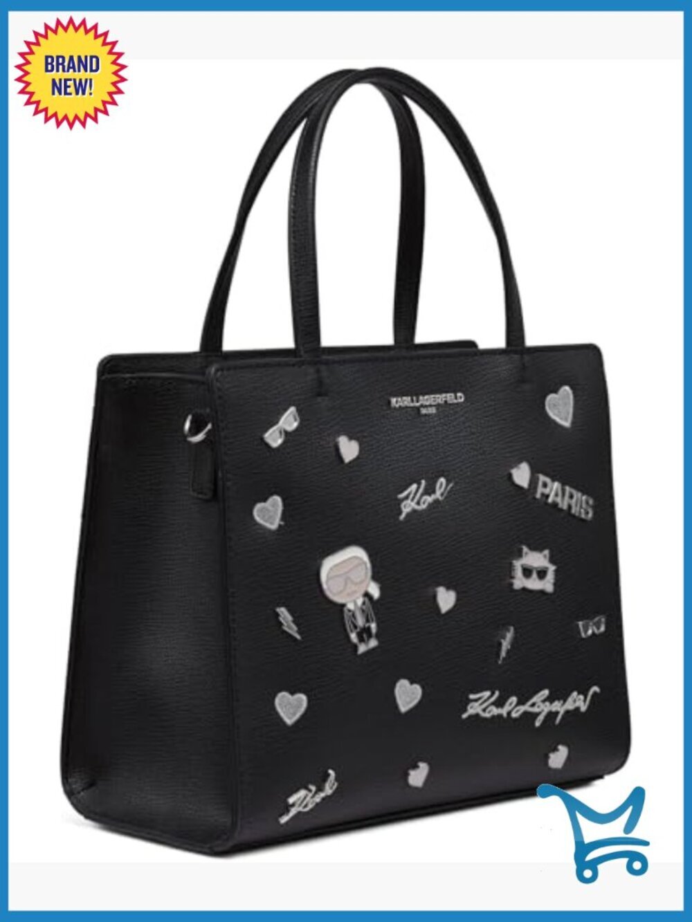 Top Handle Satchel with Adjustable Strap, 3 Compartments, Heavyweight PVC - Picture 3 of 7